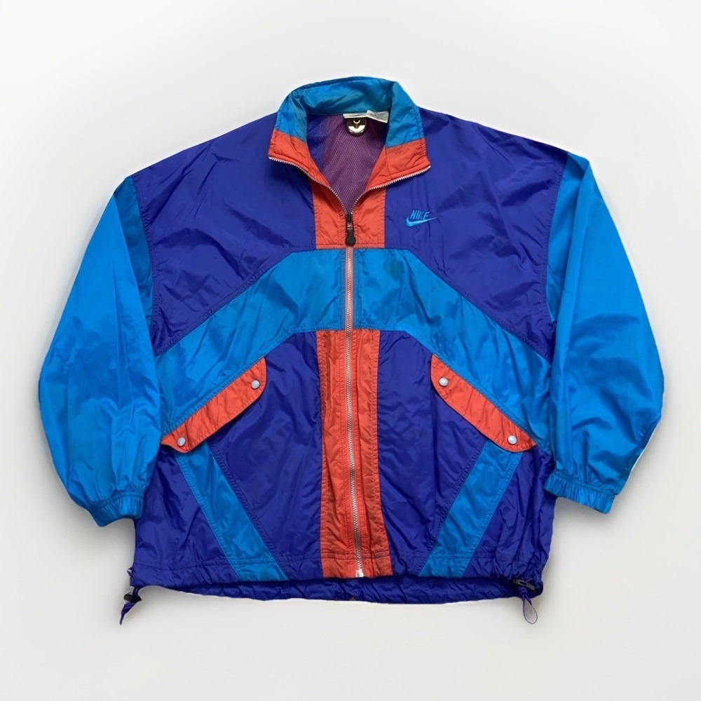 Vintage Nike Track Jacket‎ Womens M Windbreaker 90s Swoosh Logo Colorblock